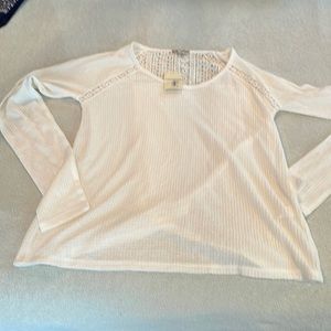 NWT Lucky Brand cream long sleeve shirt size M with cut-out details